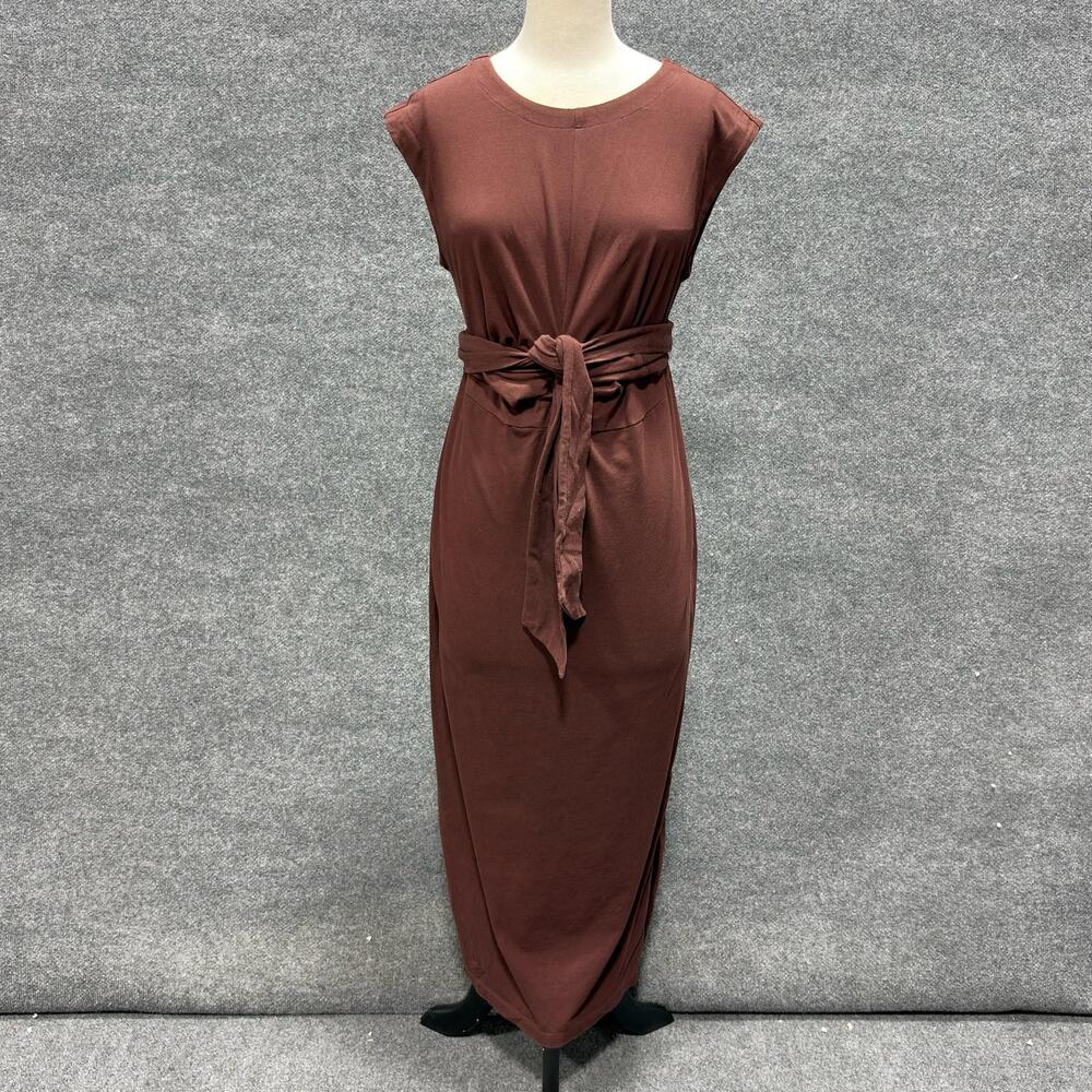 Modern Citizen Dress Womens M Brown Jersey Belted Maxi T Shirt Cap Sleeve